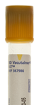 Closeup of a vial with a golden yellow top.